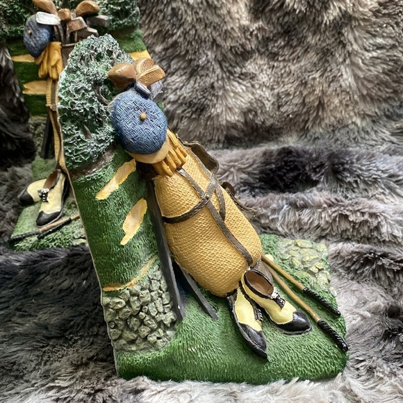 Graphics Golf Bag, Golf Clubs, Golf Shoes, Golf Course 90s Vintage Bookends - Picture 10 of 16